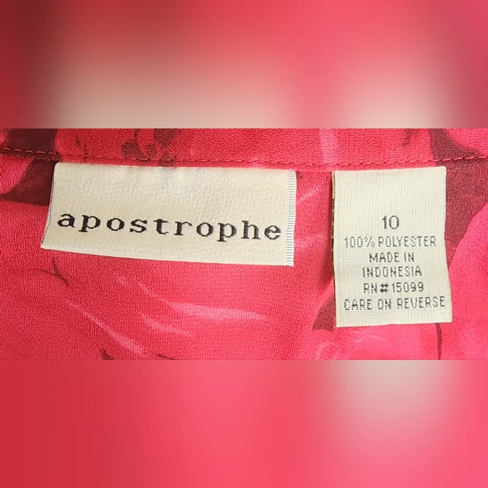 Apostrophe red and black rose top, size 10 - Picture 4 of 4